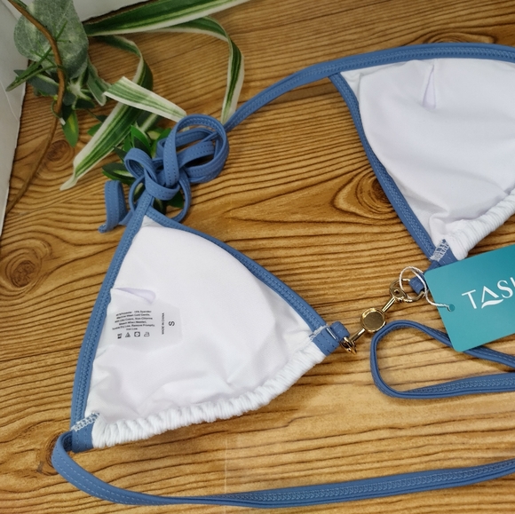 Triangle Ribbed Bikini String Top By Tashehe - Picture 6 of 7